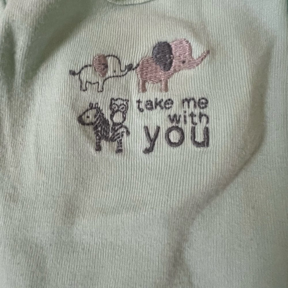 Newborn 2 piece set Gymboree striped pant & Green Baby Onesie by Carter's - Picture 7 of 7